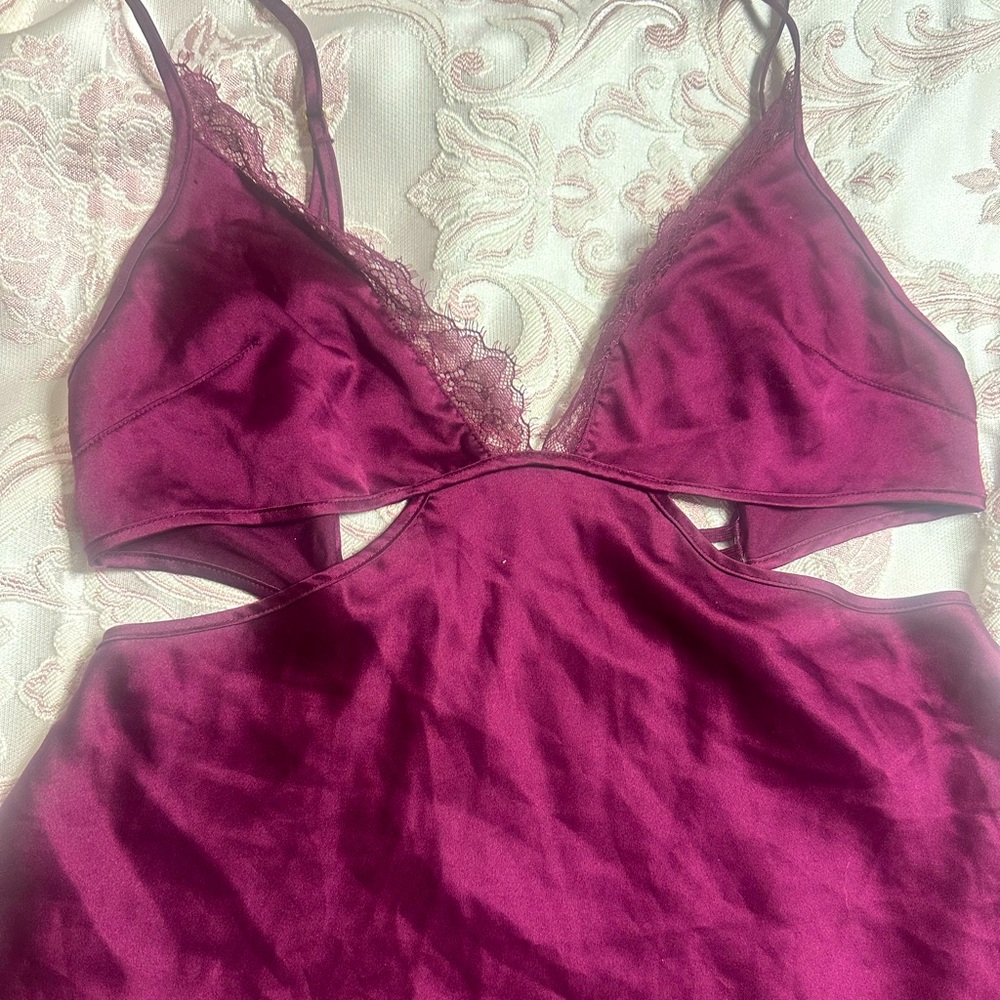 Burgundy silk slip lingerie